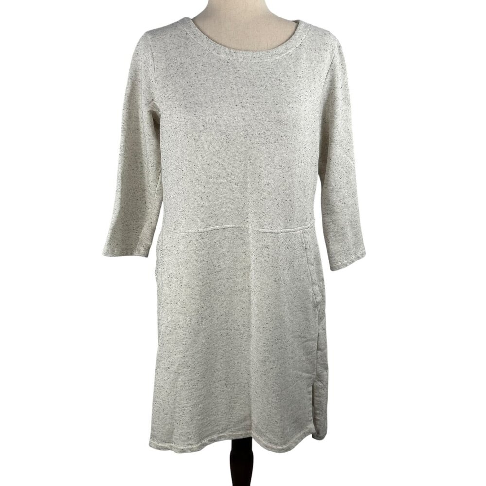 LN EILEEN FISHER Organic Cotton Cream & Gray Speckled Sweatshirt Dress S…